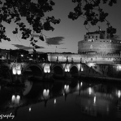 Castel Sant'Angelo, Rome. Italy, black and white