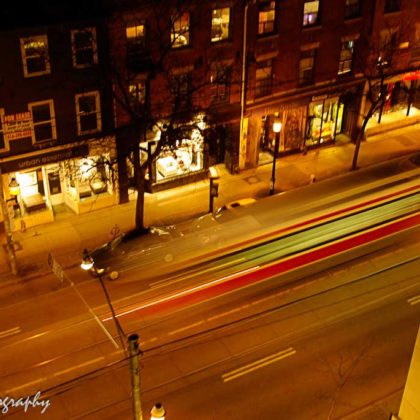 streetcar, night shot Toronto